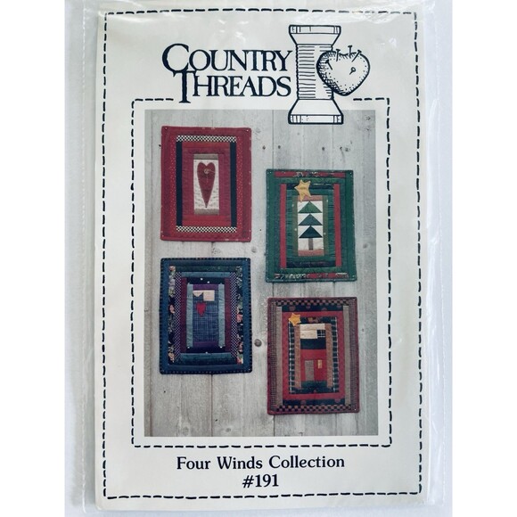 Country Threads Four Winds Collection Wall Quilt Patterns Heart Tree Cat House - Picture 1 of 2